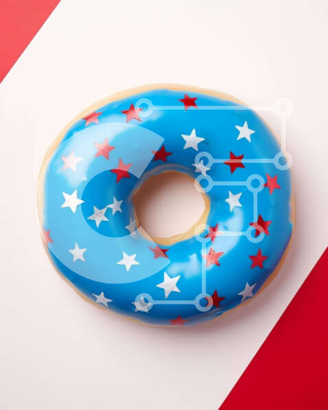 Σετ των 2 Intra Συλλεκτικό Ξύλινο Παζλ Plywood  4mm - Μπλε ντόνατ με αστέρια και ψεκασμούς Σε Ξύλινο Κουτί - Διαστάσεις: 10x10 cm – 25 κομμάτια