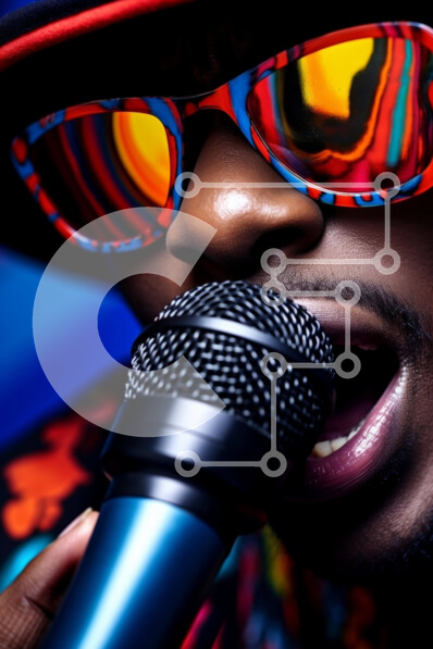 Intra Συλλεκτικό Ξύλινο Παζλ Plywood  4mm - Άνδρας που τραγουδά με πολύχρωμα γυαλιά ηλίου και μεγάλο καπέλο Σε Ξύλινο Κουτί - Διαστάσεις Puzzle: 10x10 cm – 25 κομμάτια