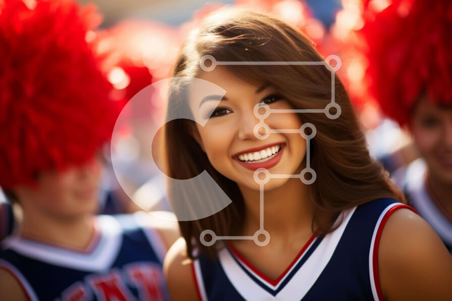 Intra Συλλεκτικό Ξύλινο Παζλ Plywood  4mm - Μαζορέτα που χαμογελά με την ομάδα μαζορέτα της Σε Ξύλινο Κουτί - Διαστάσεις Puzzle: 10x10 cm – 25 κομμάτια