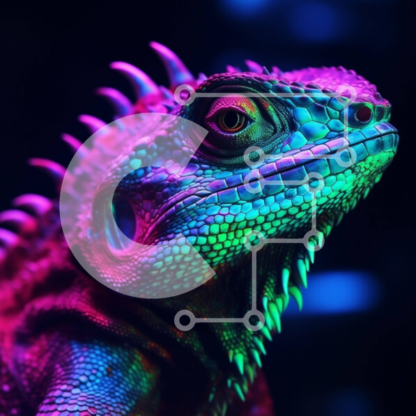 Intra Συλλεκτικό Ξύλινο Παζλ Plywood  4mm - Πολύχρωμο ιγκουάνα με ζωηρά μάτια Σε Ξύλινο Κουτί - Διαστάσεις: 10x10 cm – 25 κομμάτια