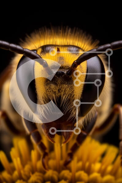 Σετ των 2 Intra Συλλεκτικό Ξύλινο Παζλ Plywood  4mm - Κοντινό πλάνο μιας μέλισσας που επικονιάζει ένα πορτοκαλί λουλούδι Σε Ξύλινο Κουτί - Διαστάσεις: 10x10 cm – 25 κομμάτια