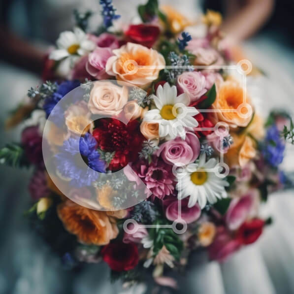 Σετ των 2 Intra Συλλεκτικό Ξύλινο Παζλ Plywood  4mm - Νύφη που κρατά πολύχρωμο μπουκέτο λουλουδιών για γάμο ή ειδικές περιστάσεις Σε Ξύλινο Κουτί - Διαστάσεις: 10x10 cm – 25 κομμάτια