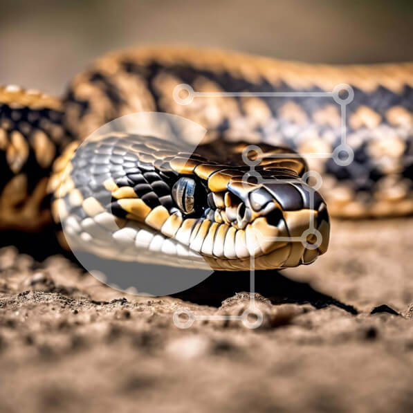 Intra Συλλεκτικό Ξύλινο Παζλ Plywood  4mm - Μαύρο και κίτρινο φίδι στο έδαφος Σε Ξύλινο Κουτί - Διαστάσεις: 10x10 cm – 25 κομμάτια