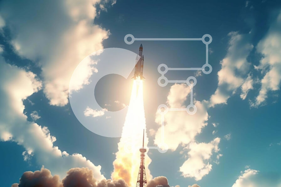 Intra Συλλεκτικό Ξύλινο Παζλ Plywood  4mm - Εκτόξευση πυραύλων με σύννεφα στον ουρανό Σε Ξύλινο Κουτί - Διαστάσεις Puzzle: 10x10 cm – 25 κομμάτια