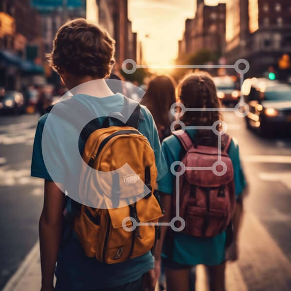 Intra Συλλεκτικό Ξύλινο Παζλ Plywood  4mm - Νέοι που περπατούν στην πόλη με σακίδια Σε Ξύλινο Κουτί - Διαστάσεις Puzzle: 10x10 cm – 25 κομμάτια