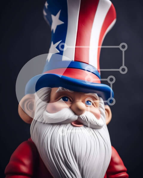 Intra Συλλεκτικό Ξύλινο Παζλ Plywood  4mm - Αμερικανικό Άγαλμα Gnome με πατριωτική ενδυμασία Σε Ξύλινο Κουτί - Διαστάσεις Puzzle: 10x10 cm – 25 κομμάτια