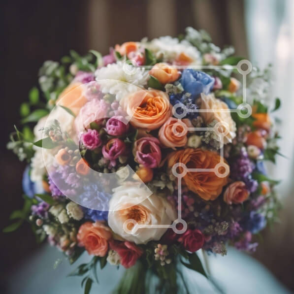 Σετ των 2 Intra Συλλεκτικό Ξύλινο Παζλ Plywood  4mm - Πολύχρωμο λουλουδάτο μπουκέτο για διακόσμηση γάμου Σε Ξύλινο Κουτί - Διαστάσεις: 10x10 cm – 25 κομμάτια