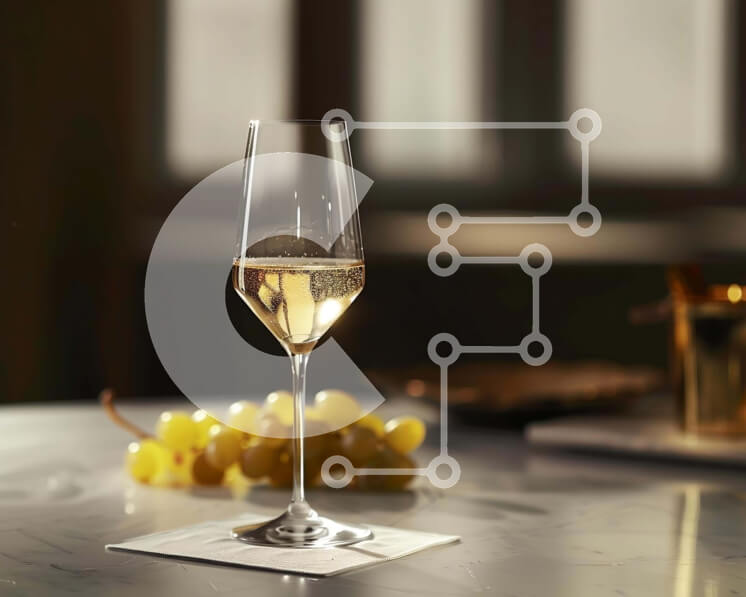 Σετ των 2 Intra Συλλεκτικό Ξύλινο Παζλ Plywood  4mm - Κρασί και σαμπάνια με σταφύλια και χαρτοπετσέτα στο τραπέζι Σε Ξύλινο Κουτί - Διαστάσεις: 10x10 cm – 25 κομμάτια