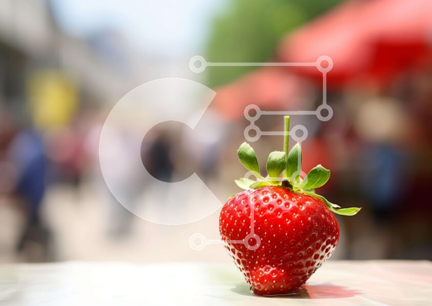 Σετ των 2 Intra Συλλεκτικό Ξύλινο Παζλ Plywood  4mm - Φρέσκια φράουλα στο τραπέζι με ανθρώπους γύρω Σε Ξύλινο Κουτί - Διαστάσεις: 10x10 cm – 25 κομμάτια