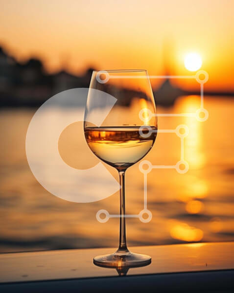 Intra Συλλεκτικό Ξύλινο Παζλ Plywood  4mm - Ποτήρι λευκό κρασί στο εξωτερικό μπαλκόνι Σε Ξύλινο Κουτί - Διαστάσεις Puzzle: 10x10 cm – 25 κομμάτια