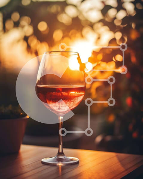 Σετ των 2 Intra Συλλεκτικό Ξύλινο Παζλ Plywood  4mm - Ποτήρι κρασιού με ροζ κρασί στο ηλιοβασίλεμα Σε Ξύλινο Κουτί - Διαστάσεις: 10x10 cm – 25 κομμάτια