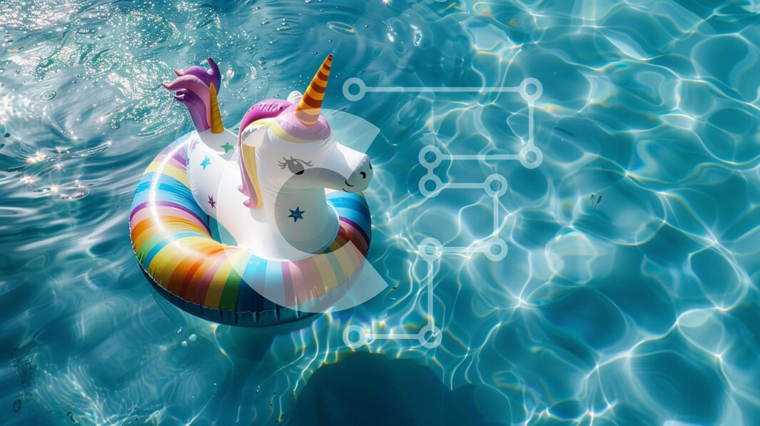 Intra Συλλεκτικό Ξύλινο Παζλ Plywood  4mm - Πολύχρωμο φουσκωτό πλωτήρα Unicorn στην πισίνα Σε Ξύλινο Κουτί - Διαστάσεις: 10x10 cm – 25 κομμάτια