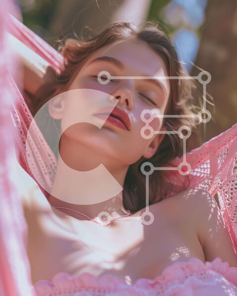 Intra Συλλεκτικό Ξύλινο Παζλ Plywood  4mm - Νεαρή γυναίκα που χαλαρώνει στην αιώρα σε εξωτερικούς χώρους Σε Ξύλινο Κουτί - Διαστάσεις Puzzle: 10x10 cm – 25 κομμάτια