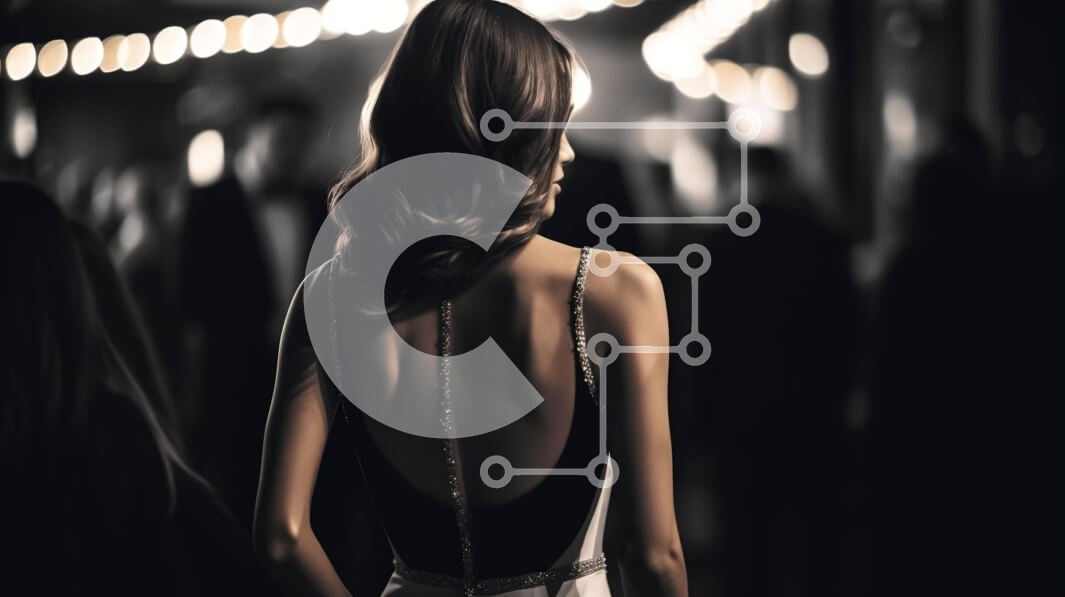 Intra Συλλεκτικό Ξύλινο Παζλ Plywood  4mm - Κομψή γυναίκα που στέκεται στο δρόμο με την πλάτη γυρισμένη στο πλήθος Σε Ξύλινο Κουτί - Διαστάσεις Puzzle: 10x10 cm – 25 κομμάτια