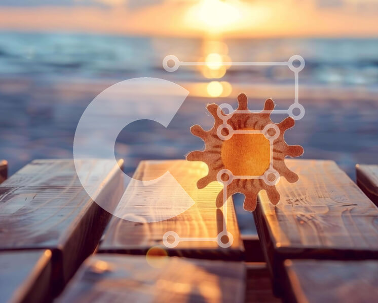 Intra Συλλεκτικό Ξύλινο Παζλ Plywood  4mm - Ήσυχο περιβάλλον στην παραλία με ξύλινους πάγκους Σε Ξύλινο Κουτί - Διαστάσεις: 10x10 cm – 25 κομμάτια