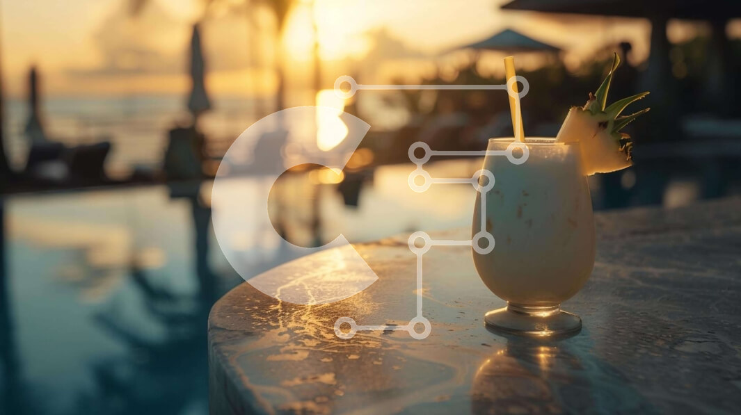 Intra Συλλεκτικό Ξύλινο Παζλ Plywood  4mm - Τροπικό ποτό δίπλα στην πισίνα Σε Ξύλινο Κουτί - Διαστάσεις Puzzle: 10x10 cm – 25 κομμάτια