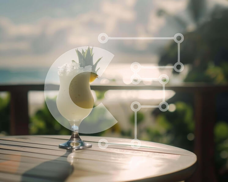 Σετ των 2 Intra Συλλεκτικό Ξύλινο Παζλ Plywood  4mm - Δροσιστικό κοκτέιλ δίπλα στην παραλία Σε Ξύλινο Κουτί - Διαστάσεις: 10x10 cm – 25 κομμάτια