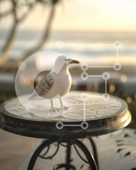 Intra Συλλεκτικό Ξύλινο Παζλ Plywood  4mm - Ειδώλιο Λευκού Γλάρου σε τραπέζι εξωτερικού χώρου Σε Ξύλινο Κουτί - Διαστάσεις: 10x10 cm – 25 κομμάτια