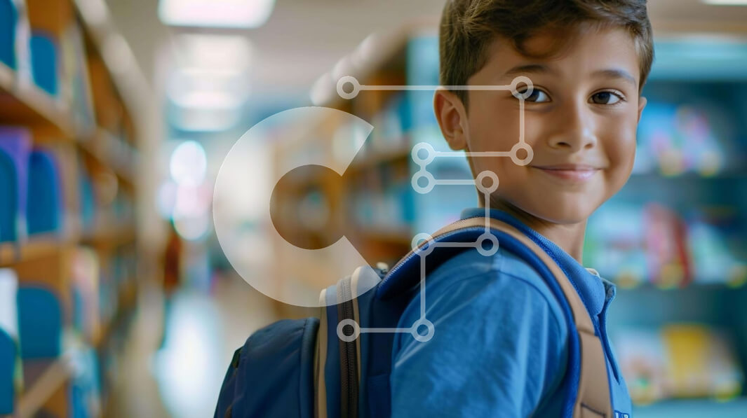 Intra Συλλεκτικό Ξύλινο Παζλ Plywood  4mm - Νεαρό αγόρι στη σχολική βιβλιοθήκη με σακίδιο Σε Ξύλινο Κουτί - Διαστάσεις Puzzle: 10x10 cm – 25 κομμάτια