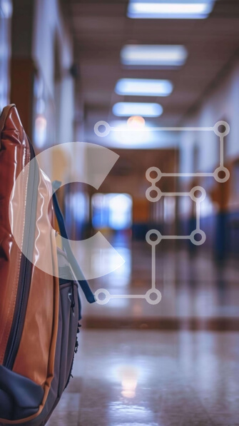 Intra Συλλεκτικό Ξύλινο Παζλ Plywood  4mm - Πορτοκαλί σακίδιο πλάτης στο σχολικό διάδρομο Σε Ξύλινο Κουτί - Διαστάσεις: 10x10 cm – 25 κομμάτια