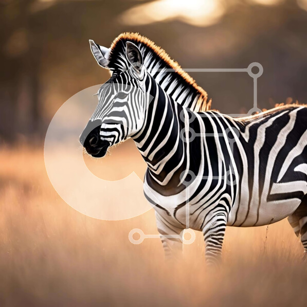 Intra Συλλεκτικό Ξύλινο Παζλ Plywood  4mm - Ζέβρα σε ανοιχτό γήπεδο με ψηλά χόρτα Σε Ξύλινο Κουτί - Διαστάσεις: 10x10 cm – 25 κομμάτια