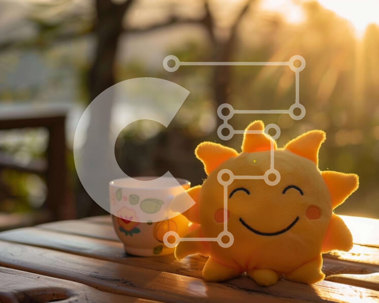 Intra Συλλεκτικό Ξύλινο Παζλ Plywood  4mm - Γεμιστός ήλιος παιχνιδιών σε ξύλινο τραπέζι εξωτερικού χώρου Σε Ξύλινο Κουτί - Διαστάσεις: 10x10 cm – 25 κομμάτια