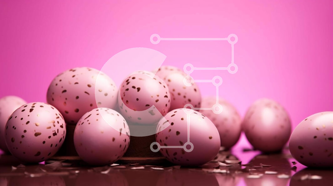 Intra Συλλεκτικό Ξύλινο Παζλ Plywood  4mm - Ομάδα ροζ Πασχαλινά αυγά σε ροζ φόντο Σε Ξύλινο Κουτί - Διαστάσεις: 10x10 cm – 25 κομμάτια