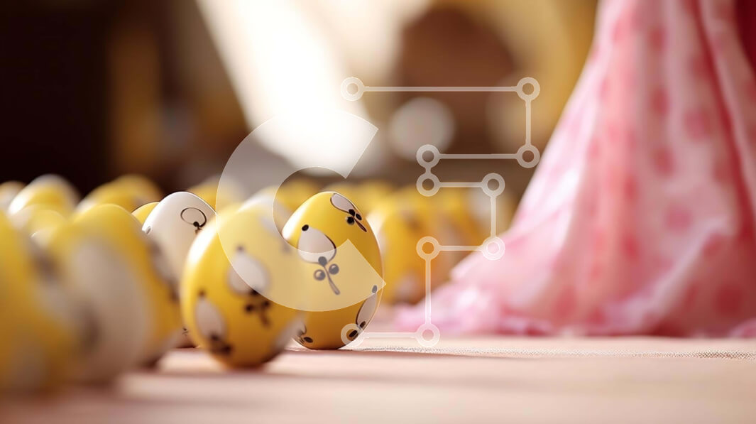 Intra Συλλεκτικό Ξύλινο Παζλ Plywood  4mm - Ομάδα πασχαλινών αυγών και ανθρώπων με ροζ φόρεμα Σε Ξύλινο Κουτί - Διαστάσεις: 10x10 cm – 25 κομμάτια