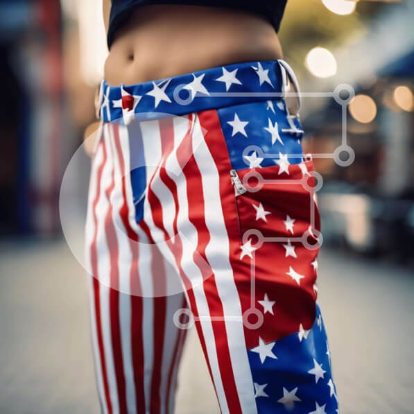 Σετ των 2 Intra Συλλεκτικό Ξύλινο Παζλ Plywood  4mm - Γυναίκα με παντελόνι με μοτίβο αμερικανικής σημαίας Σε Ξύλινο Κουτί - Διαστάσεις: 10x10 cm – 25 κομμάτια