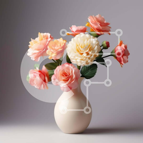 Σετ των 2 Intra Συλλεκτικό Ξύλινο Παζλ Plywood  4mm - Πολύχρωμα τριαντάφυλλα σε λευκό βάζο Σε Ξύλινο Κουτί - Διαστάσεις: 10x10 cm – 25 κομμάτια