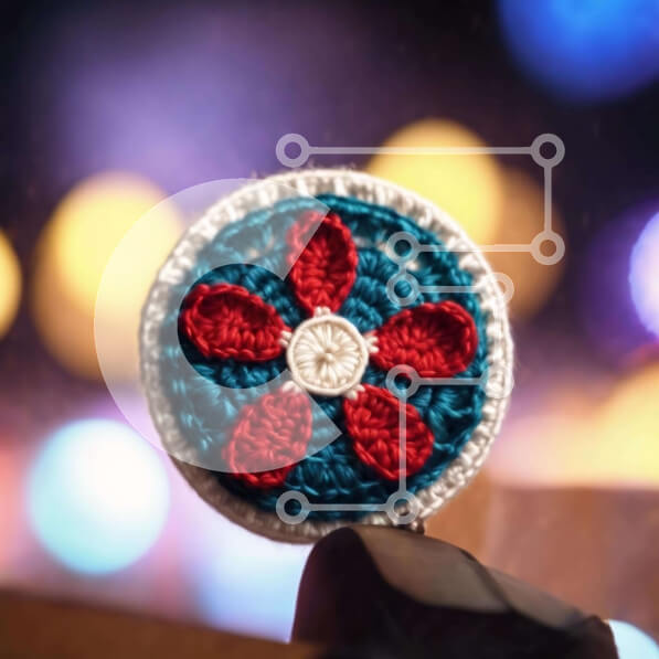 Σετ των 2 Intra Συλλεκτικό Ξύλινο Παζλ Plywood  4mm - Καρφίτσα με κροσέ λουλούδι Σε Ξύλινο Κουτί - Διαστάσεις: 10x10 cm – 25 κομμάτια