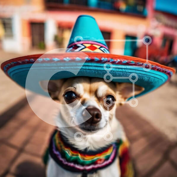 Intra Συλλεκτικό Ξύλινο Παζλ Plywood  4mm - Μικρό λευκό σκυλί με μεξικάνικο καπέλο σομπρέρο Σε Ξύλινο Κουτί - Διαστάσεις: 10x10 cm – 25 κομμάτια