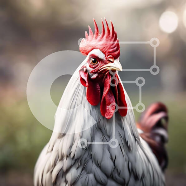 Intra Συλλεκτικό Ξύλινο Παζλ Plywood  4mm - Λευκός και κόκκινος κόκορας στο γρασίδι Σε Ξύλινο Κουτί - Διαστάσεις: 10x10 cm – 25 κομμάτια