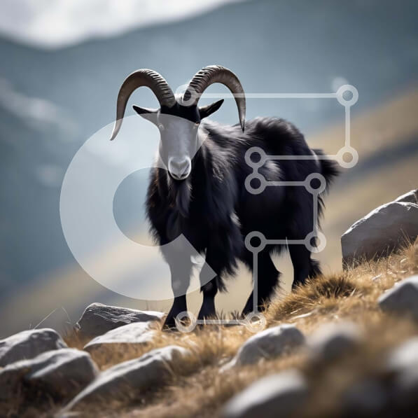 Intra Συλλεκτικό Ξύλινο Παζλ Plywood  4mm - Ορεινή κατσίκα που στέκεται σε βράχους και ογκόλιθους Σε Ξύλινο Κουτί - Διαστάσεις: 10x10 cm – 25 κομμάτια