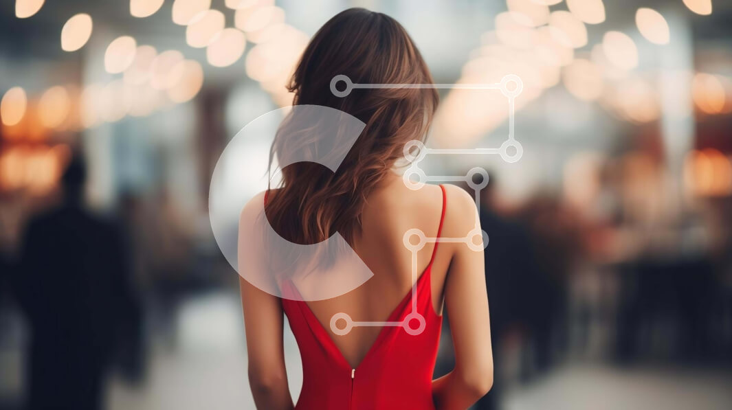 Intra Συλλεκτικό Ξύλινο Παζλ Plywood  4mm - Γυναίκα με κόκκινο φόρεμα σε πολυσύχναστους δρόμους της πόλης Σε Ξύλινο Κουτί - Διαστάσεις Puzzle: 10x10 cm – 25 κομμάτια