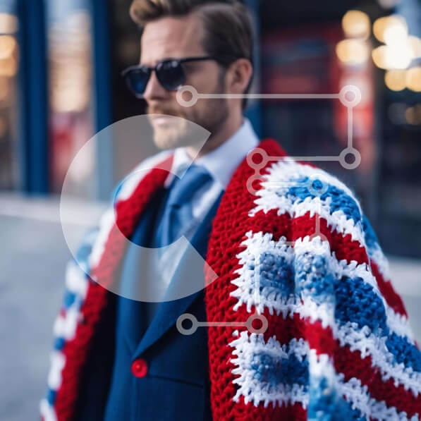 Intra Συλλεκτικό Ξύλινο Παζλ Plywood  4mm - Κομψός άντρας με κροσέ ζακέτα και γυαλιά ηλίου Σε Ξύλινο Κουτί - Διαστάσεις Puzzle: 10x10 cm – 25 κομμάτια