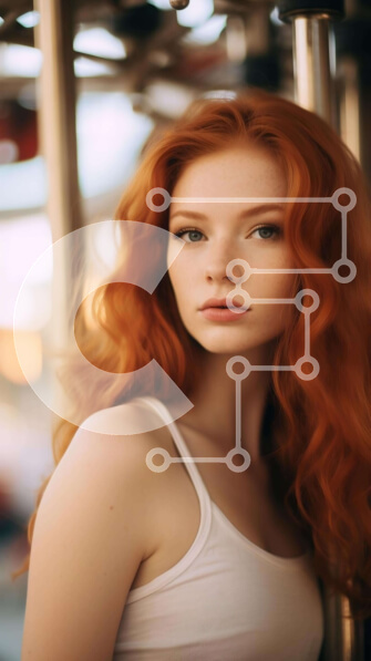 Intra Συλλεκτικό Ξύλινο Παζλ Plywood  4mm - Νεαρή γυναίκα με μακριά κόκκινα μαλλιά στην πλατφόρμα τρένου Σε Ξύλινο Κουτί - Διαστάσεις Puzzle: 10x10 cm – 25 κομμάτια