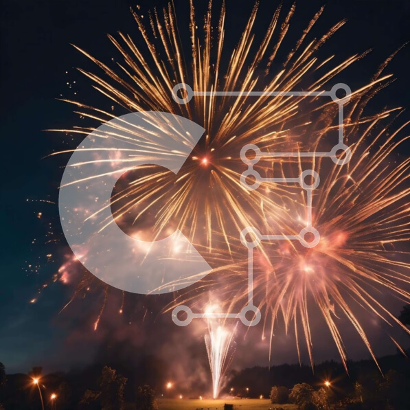 Intra Συλλεκτικό Ξύλινο Παζλ Plywood  4mm - Ζωντανή επίδειξη πυροτεχνημάτων σε μια εορταστική νύχτα Σε Ξύλινο Κουτί - Διαστάσεις: 10x10 cm – 25 κομμάτια