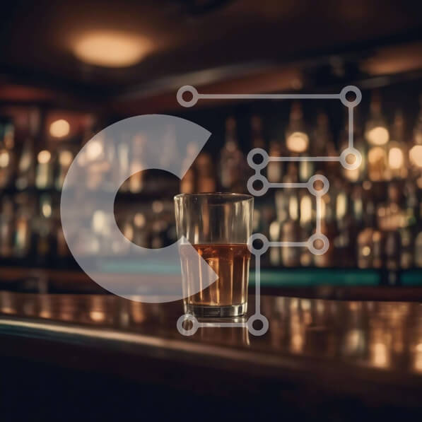 Σετ των 2 Intra Συλλεκτικό Ξύλινο Παζλ Plywood  4mm - Άδειο ποτήρι ουίσκι στον πάγκο του μπαρ Σε Ξύλινο Κουτί - Διαστάσεις: 10x10 cm – 25 κομμάτια