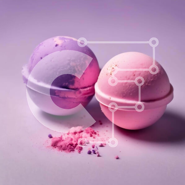 Σετ των 2 Intra Συλλεκτικό Ξύλινο Παζλ Plywood  4mm - Ροζ και μοβ βόμβες μπάνιου σε μωβ φόντο Σε Ξύλινο Κουτί - Διαστάσεις: 10x10 cm – 25 κομμάτια