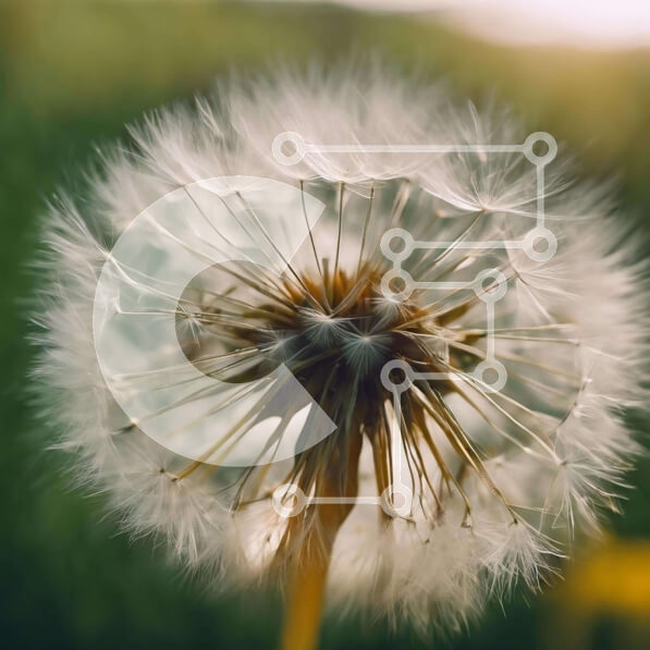 Intra Συλλεκτικό Ξύλινο Παζλ Plywood  4mm - Μονή πικραλίδα με λευκούς σπόρους στο γρασίδι Σε Ξύλινο Κουτί - Διαστάσεις: 10x10 cm – 25 κομμάτια