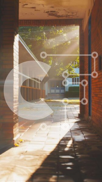 Intra Συλλεκτικό Ξύλινο Παζλ Plywood  4mm - Διάδρομος με το φως του ήλιου και τα τούβλα κτίρια Σε Ξύλινο Κουτί - Διαστάσεις Puzzle: 10x10 cm – 25 κομμάτια