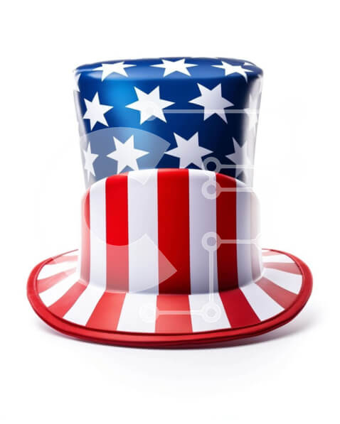 Intra Συλλεκτικό Ξύλινο Παζλ Plywood  4mm - Πατριωτικό καπέλο με σχέδιο αμερικανικής σημαίας Σε Ξύλινο Κουτί - Διαστάσεις Puzzle: 10x10 cm – 25 κομμάτια