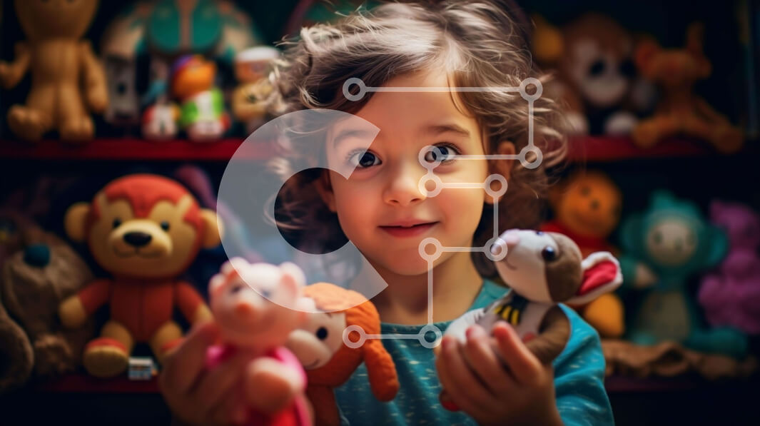 Intra Συλλεκτικό Ξύλινο Παζλ Plywood  4mm - Νεαρό κορίτσι με γεμιστά ζώα Σε Ξύλινο Κουτί - Διαστάσεις Puzzle: 10x10 cm – 25 κομμάτια