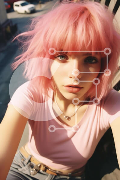 Intra Συλλεκτικό Ξύλινο Παζλ Plywood  4mm - Νεαρή γυναίκα με ροζ μαλλιά και κοσμήματα Σε Ξύλινο Κουτί - Διαστάσεις Puzzle: 10x10 cm – 25 κομμάτια