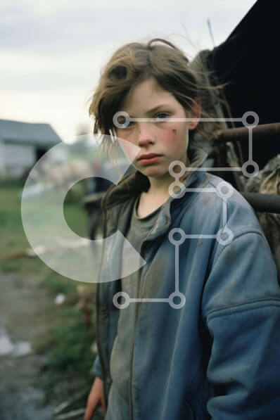 Intra Συλλεκτικό Ξύλινο Παζλ Plywood  4mm - Νεαρό αγόρι σε ανοιχτό χωράφι με ζώα φάρμας Σε Ξύλινο Κουτί - Διαστάσεις Puzzle: 10x10 cm – 25 κομμάτια