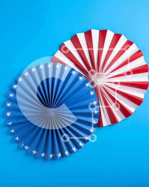 Intra Συλλεκτικό Ξύλινο Παζλ Plywood  4mm - Paper Fans: American Flag Design Σε Ξύλινο Κουτί - Διαστάσεις Puzzle: 10x10 cm – 25 κομμάτια