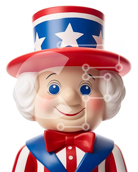 Intra Συλλεκτικό Ξύλινο Παζλ Plywood  4mm - Ειδώλιο παιχνιδιών με ενδυμασία αμερικανικής σημαίας Σε Ξύλινο Κουτί - Διαστάσεις: 10x10 cm – 25 κομμάτια