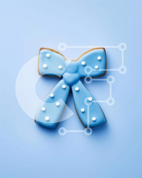 Σετ των 2 Intra Συλλεκτικό Ξύλινο Παζλ Plywood  4mm - Μπισκότο μπλε και άσπρο με διακόσμηση φιόγκων Σε Ξύλινο Κουτί - Διαστάσεις: 10x10 cm – 25 κομμάτια