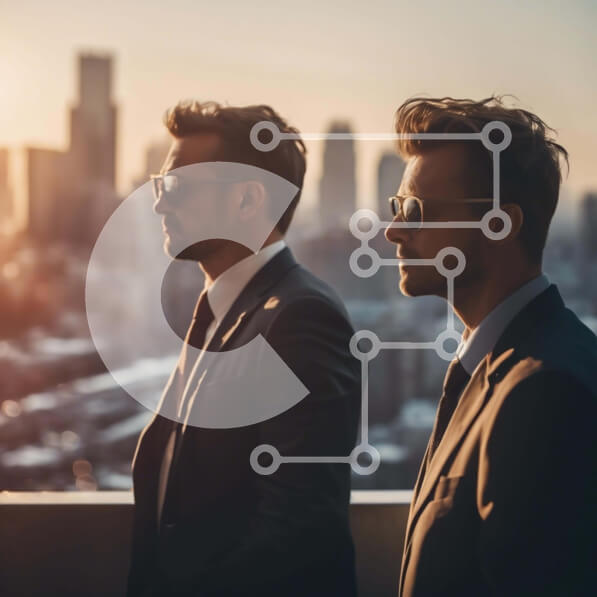 Intra Συλλεκτικό Ξύλινο Παζλ Plywood  4mm - Επιχειρηματίες με κοστούμια και γυαλιά ηλίου στο μπαλκόνι Σε Ξύλινο Κουτί - Διαστάσεις Puzzle: 10x10 cm – 25 κομμάτια